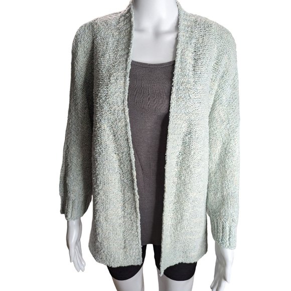 Pure Jill Mint Green Open Front Cardigan Cotton/Poly Blend Loose Knit Sz S - Picture 1 of 9